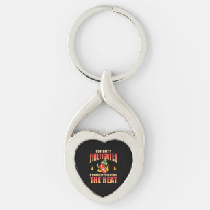 Heart-Shaped Firefighter Chilli Character Key Ring