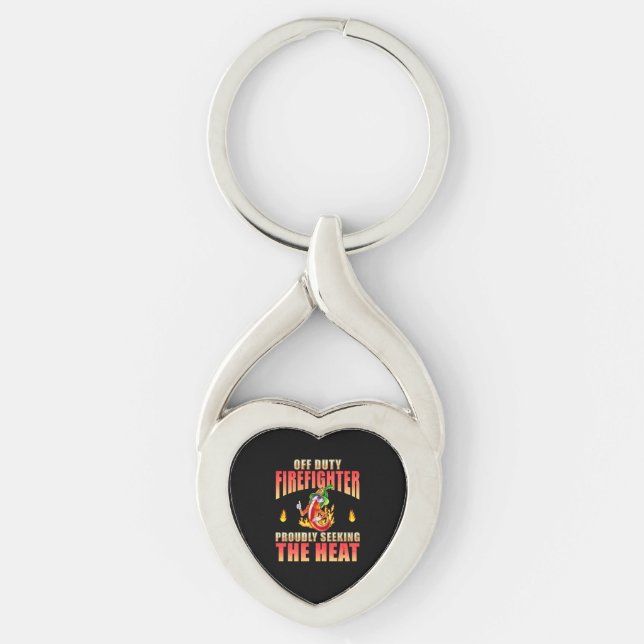 Heart-Shaped Firefighter Chilli Character Key Ring (Front)