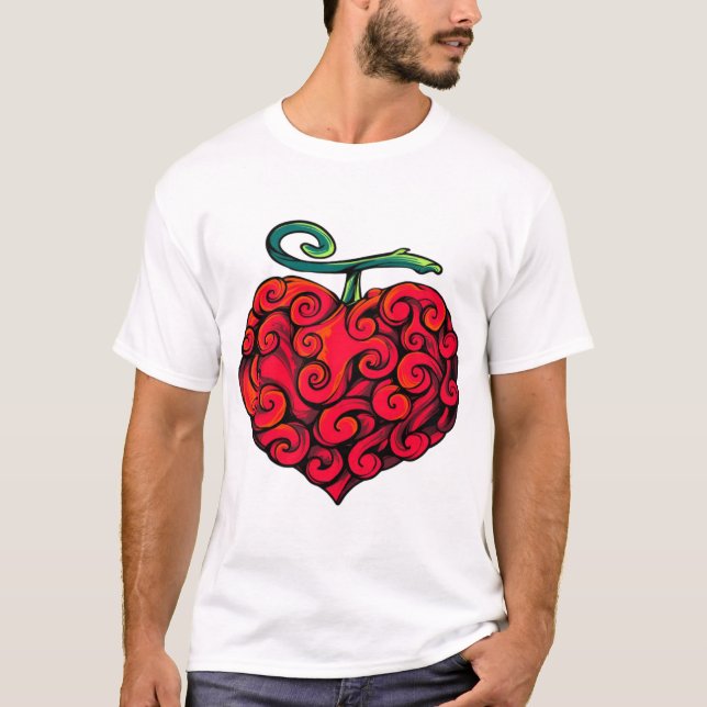 Heart-Shaped Flame Fruit Graphic Tee – Cute Tropic (Front)