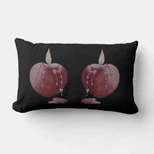 heart shaped flame red candle art lumbar cushion