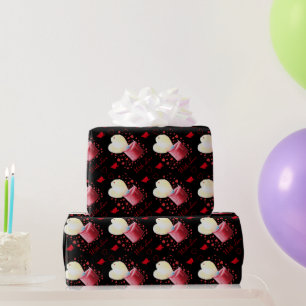 heart shaped flame red candle painting love wrapping paper