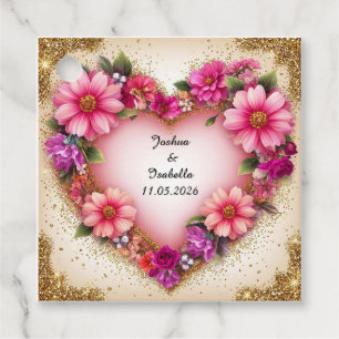 Heart-Shaped Floral Arrangement Favour Tags