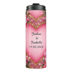 Heart-Shaped Floral Arrangement Thermal Tumbler