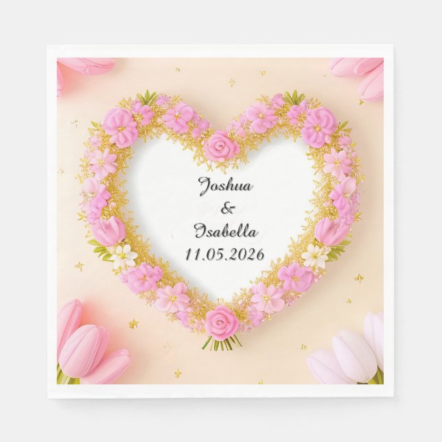 Heart Shaped Floral Frame Napkin (Front)