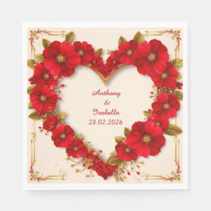 🌸 Heart Shaped Floral Name Bridal Shower Decor Napkin