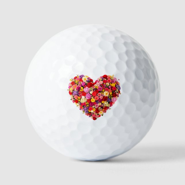 Heart-shaped Floral Valentine Love Arrangement Golf Balls (Front)