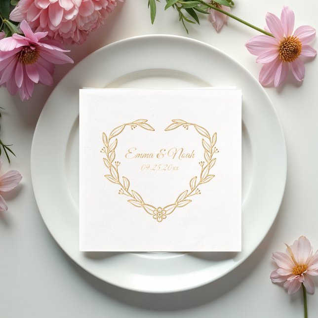 Heart Shaped Floral Wedding Foil Napkins (Creator Uploaded)