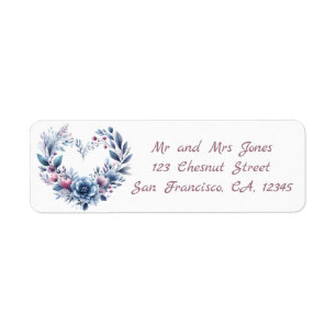 Heart-shaped Floral Wreath - Winter Vibes Return Address Label