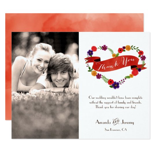 Heart-Shaped Flower Wreath Rustic Wedding Card
