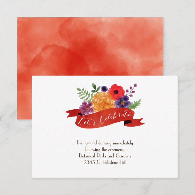 Heart-Shaped Flower Wreath Rustic Wedding Invitation (Front/Back)
