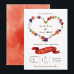 Heart-Shaped Flower Wreath Rustic Wedding Invitation<br><div class="desc">Watercolor flowers arranged in a heart-shaped wreath make this rustic wedding invitation suite a standout choice. A ribbon banner and a water colour wash background at the back adds a handmade yet elegant touch. This set is perfect for spring and summer weddings. Colours can be customised to suit your motif,...</div>