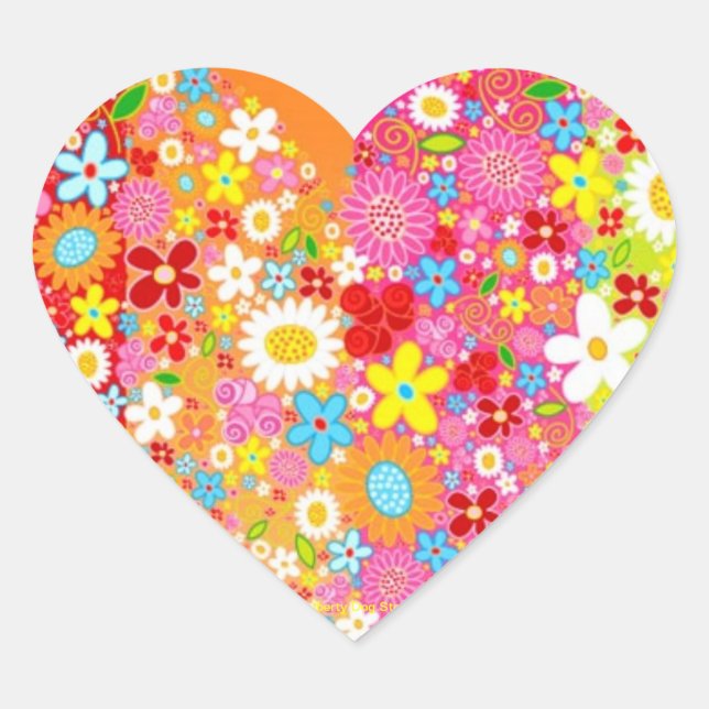 HEART SHAPED FLOWERY STICKERS - GIFTWRAPPING (Front)