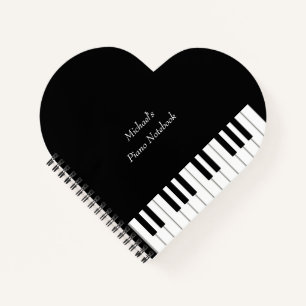 Heart Shaped Grand Piano Personalised Musician's Notebook