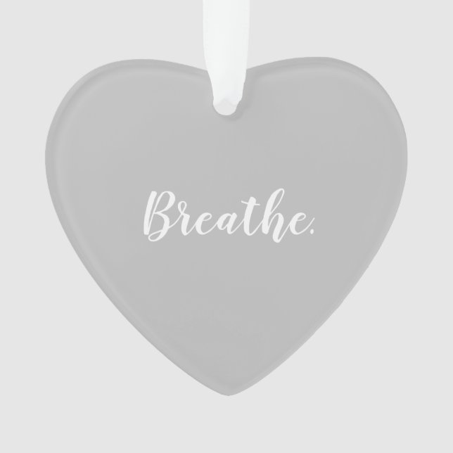 Heart-Shaped Grey Breathe Christmas Ornament (Front)