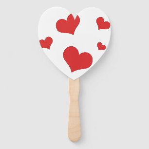 Heart Shaped hand fan with red hearts 