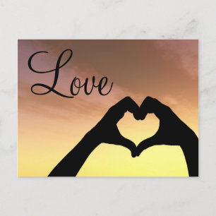 Heart Shaped Hands Silhouette Postcard