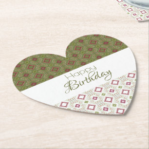 Heart Shaped Happy Birthday Paper Coasters