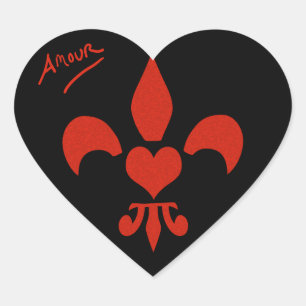 Heart Shaped Heart Fleur de Lis Amour Sticker