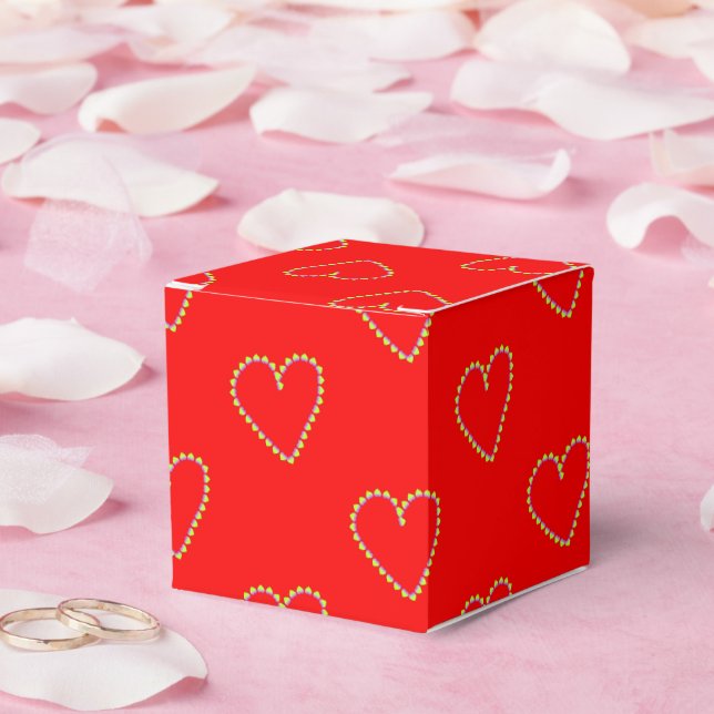 Heart shaped hearts on red favour box (Wedding)