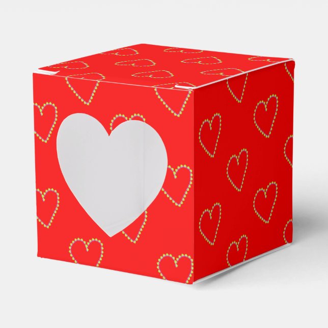 Heart shaped hearts on red favour box (Front Side)
