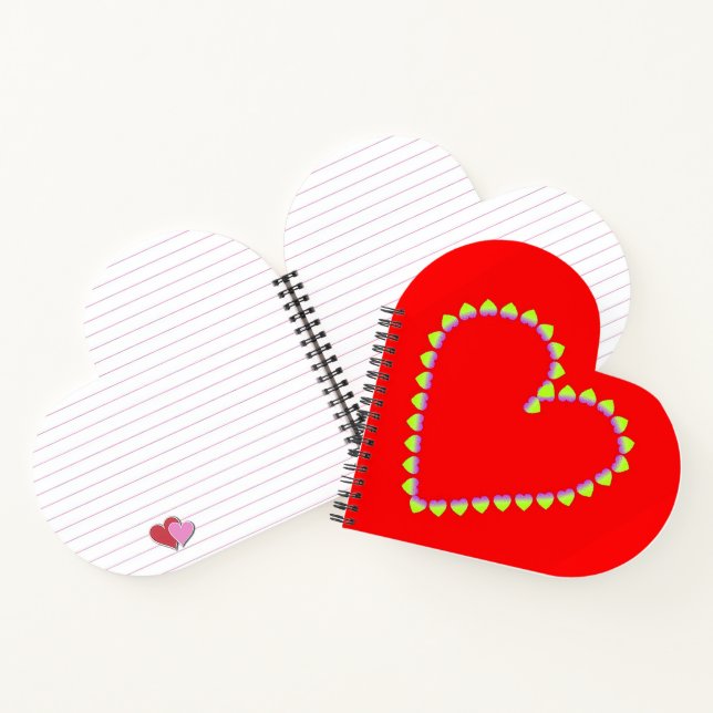 Heart shaped hearts on red notebook (Inside)