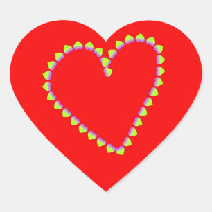 Heart shaped hearts on red sticker