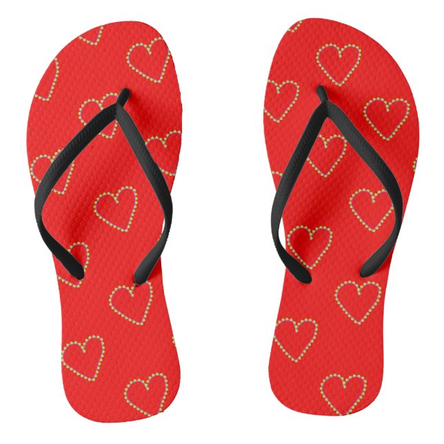 Heart shaped hearts on red thongs (Footbed)