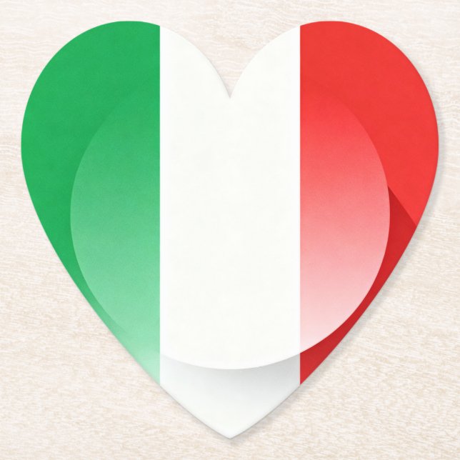 Heart-Shaped Italian Flag Coaster (Front)