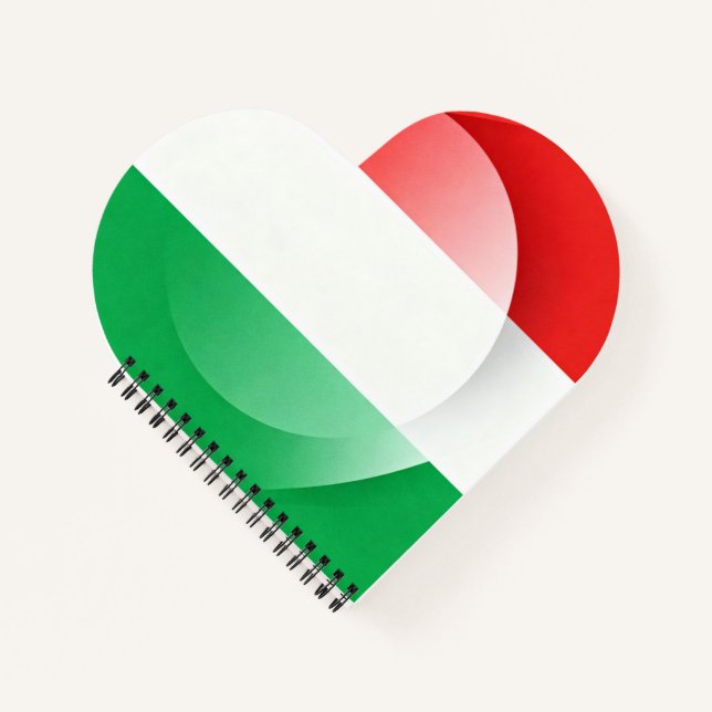 Heart-Shaped Italian Flag Notebook (Front)
