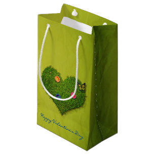 Heart-Shaped Lawn Flowers Butterfly Small Gift Bag