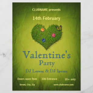 Heart-Shaped Lawn Valentine's Day Party Flyer