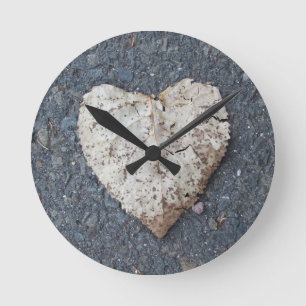 Heart Shaped Leaf on Pavement Clock