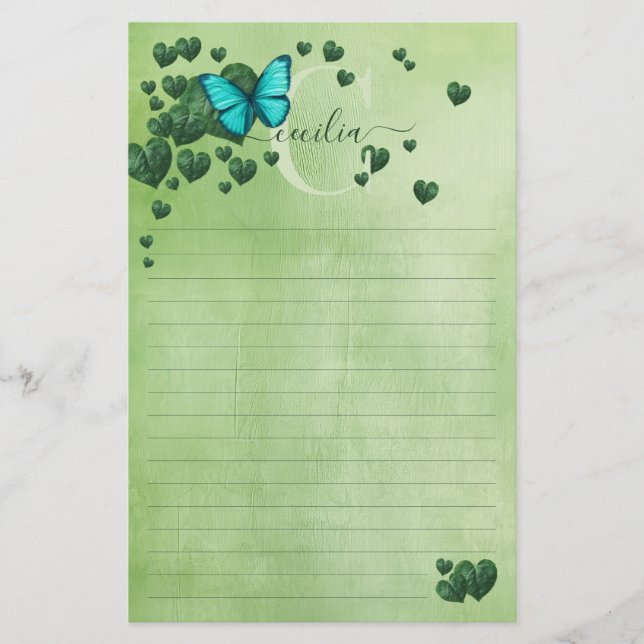 Heart-Shaped Leaves Bouquet Stationery (Front)