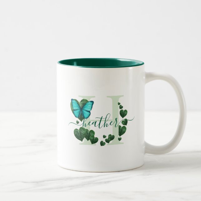 Heart-Shaped Leaves Bouquet Two-Tone Coffee Mug (Right)