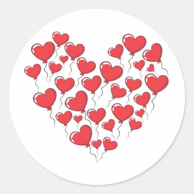 Heart Shaped Love Balloons Classic Round Sticker (Front)