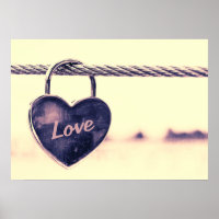 Heart Shaped Love Lock Attached to a Rope