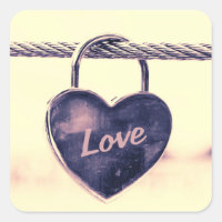 Heart Shaped Love Padlock Attached to a Rope