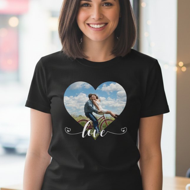 Heart Shaped Love Script Photo Custom T-Shirt (Creator Uploaded)