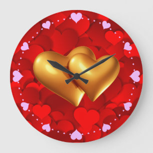 Heart Shaped Love Symbols Large Clock