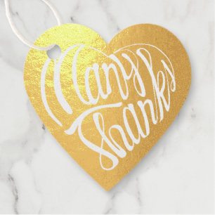 Heart shaped many thanks in 4 languages favour tags