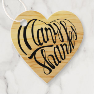 Heart shaped many thanks in 4 languages favour tags