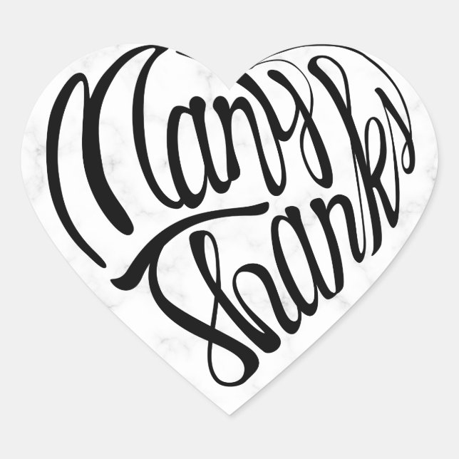 Heart shaped many thanks in 4 languages sticker (Front)