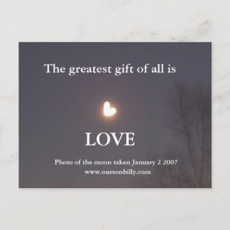 Heart shaped moon postcard