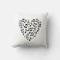 Heart-Shaped Music Notes Pillow (Light Background)