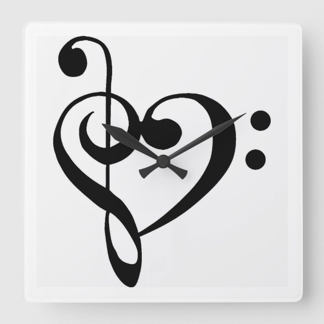 "HEART SHAPED MUSICAL NOTE" CLOCK (Front)