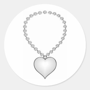 Heart Shaped Necklace Classic Round Sticker