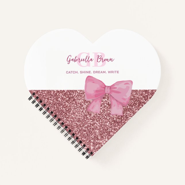 Heart-shaped notebook, glitter diary notebook (Front)