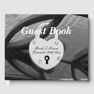 Heart shaped padlock photograph wedding guest book