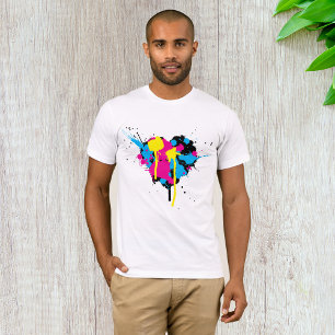Heart Shaped Paint Splatter Colourful Ink Splash T-Shirt