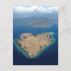 Heart shaped paradise island postcard